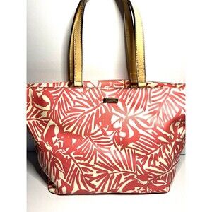 Kate Spade tote coral leaf pattern